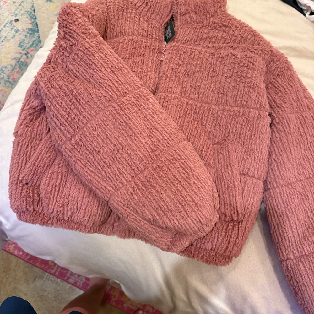 Wild Fable Textured Pink Puffer Jacket